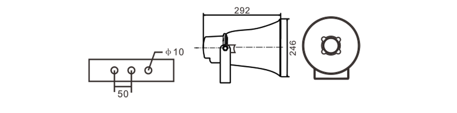 30W Weatherproof Horn loudspeaker RH-HS30 Size