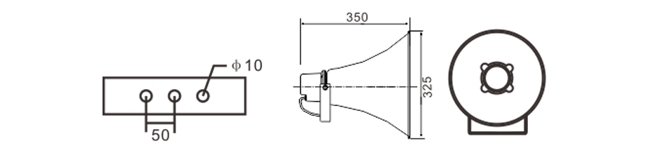 RH-AUDIO 50W Voice Fire Alarm Loudspeaker Size